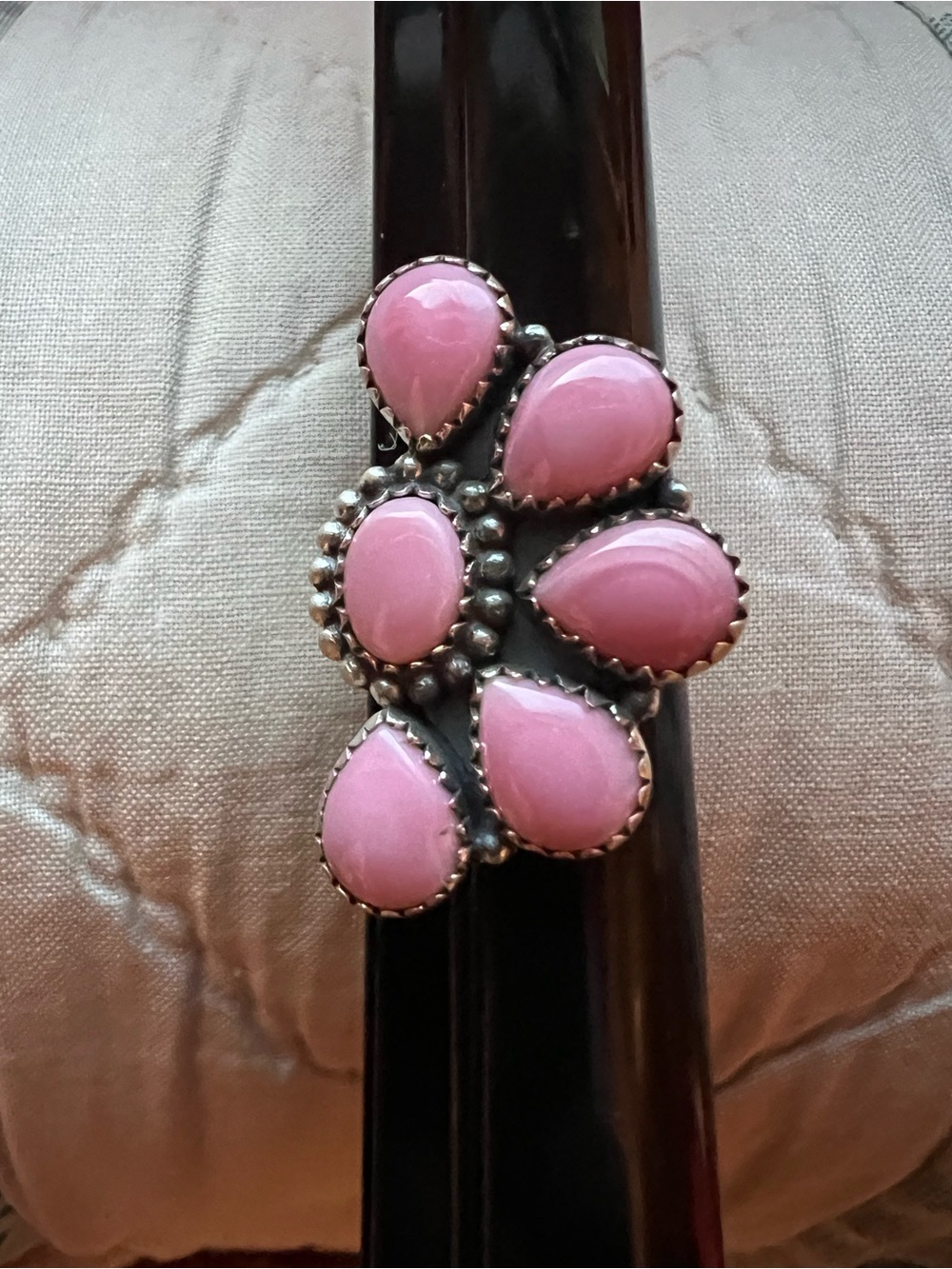 Sterling pink conch ring